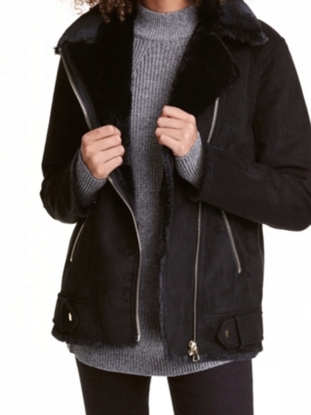 H&M's Divided Black Faux-Shearling Bomber Jacket